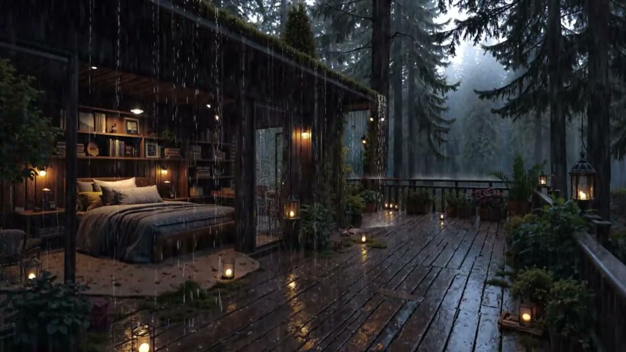 8 Hours Whispering Night Rain in the Forest 🌧️ Peaceful Healing Sleep (4K – No Ads)