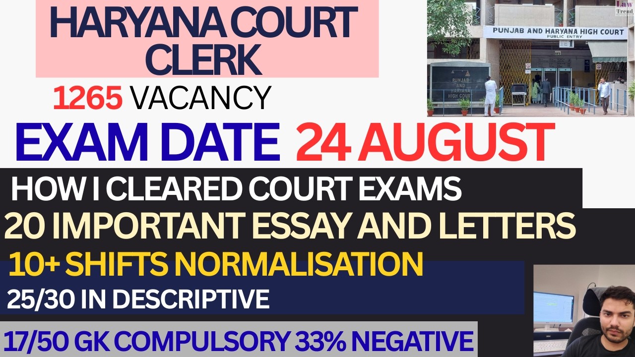 HARYANA COURT CLERK 2026 EXAM DATE 24 AUGUST |20 MOST IMPORTANT ESSAY AND LETTER TOIPCS FORMAT