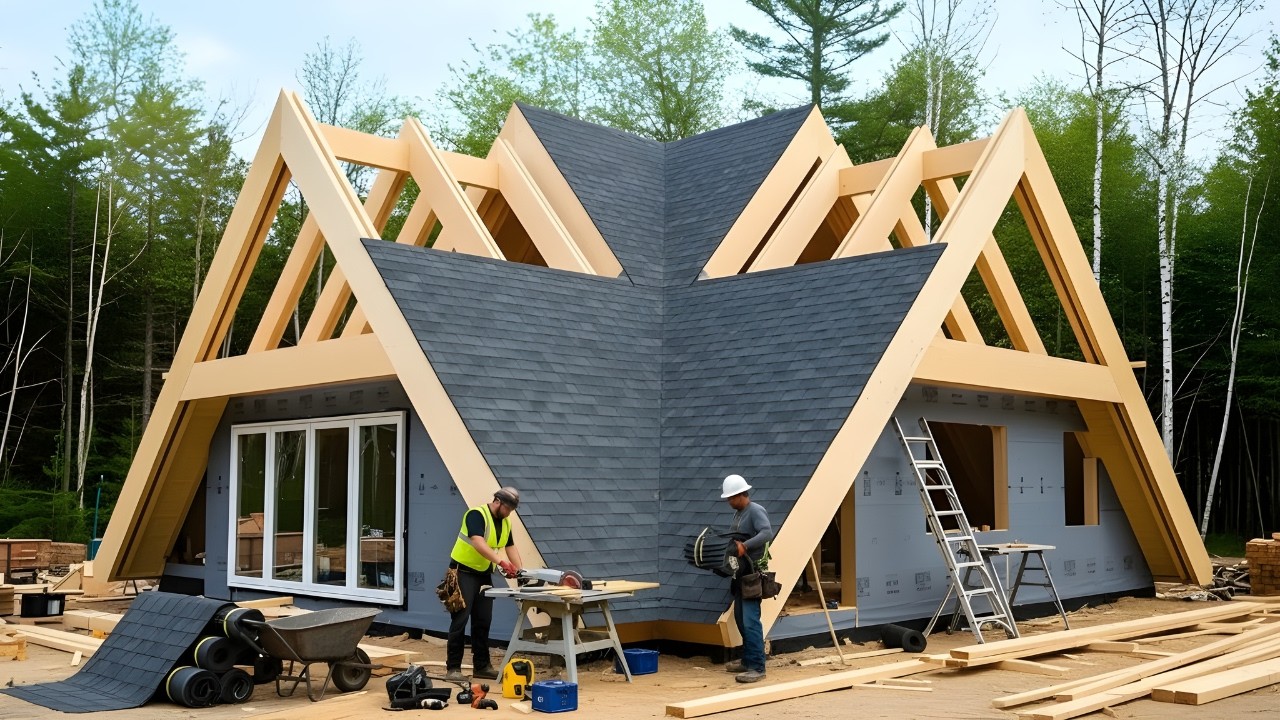 Cozy Off-Grid Log Cabin Built From Scratch by a Young Couple in 50 Days | @woodjunkie_yt