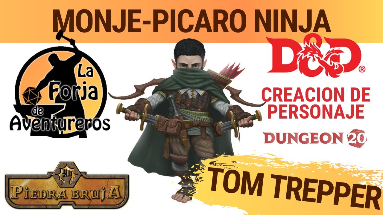 Creación de Personajes D&D 🐱‍👤 Mediano Pícaro Monje - Tom Trepper el Ninja para Dungeons and Dragons