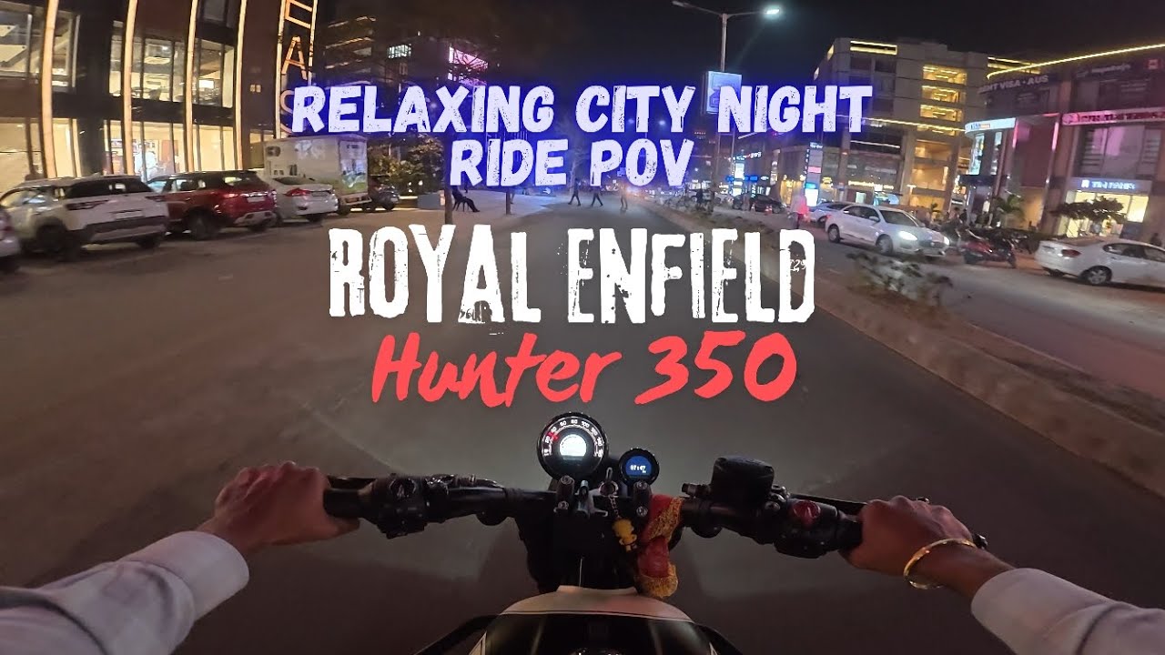 RE Airlines Relaxing City Night Ride POV Royal Enfield Hunter 350 Pure Ride with RAW Exhaust Sound 