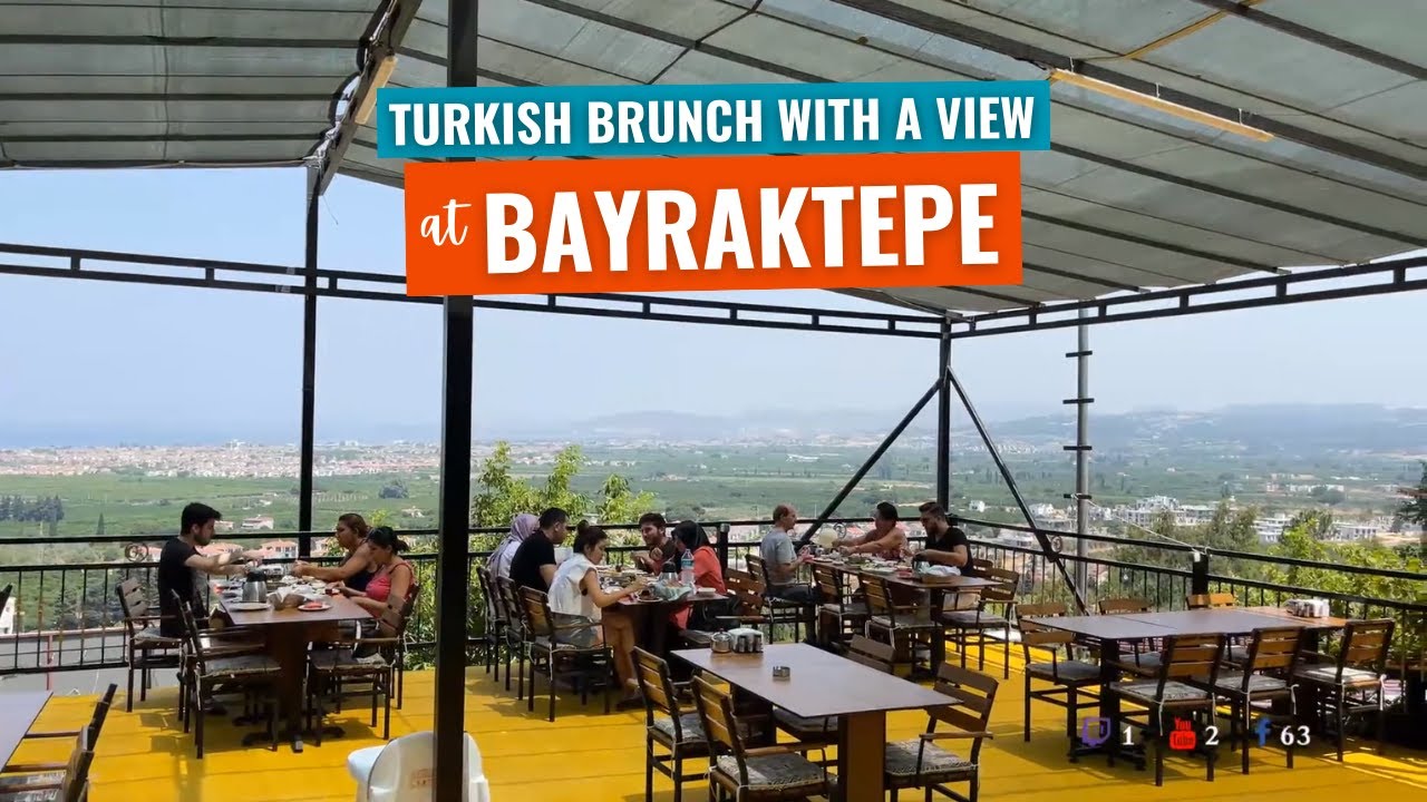Rich Turkish Breakfast with Great Scenery at Bayraktepe Restaurant in Kuşadası