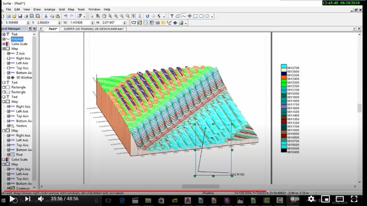Modelisation  et cartographie de Courbes de Niveau en 2D et 3D avec SURFER
