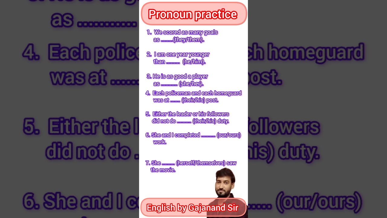 Pronoun practice for competitive exams| Pronoun practice | Pronoun practice for MP TET |