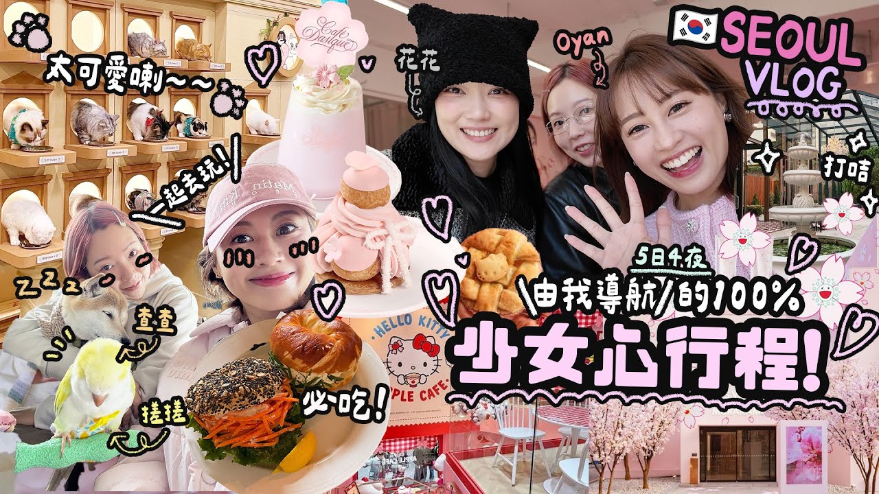 首爾VLOG！5日4夜100%少女心行程♡跟Oyan的柴犬和鸚鵡去玩！🦜♡每次來韓國必吃的cafe♡｜Cynbunny｜