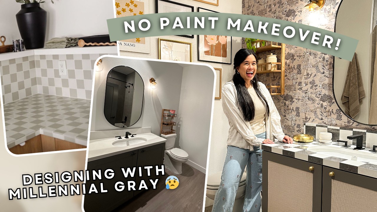 DIY APARTMENT BATHROOM MAKEOVER *NO PAINT* | vanity transformation + renter-friendly hacks