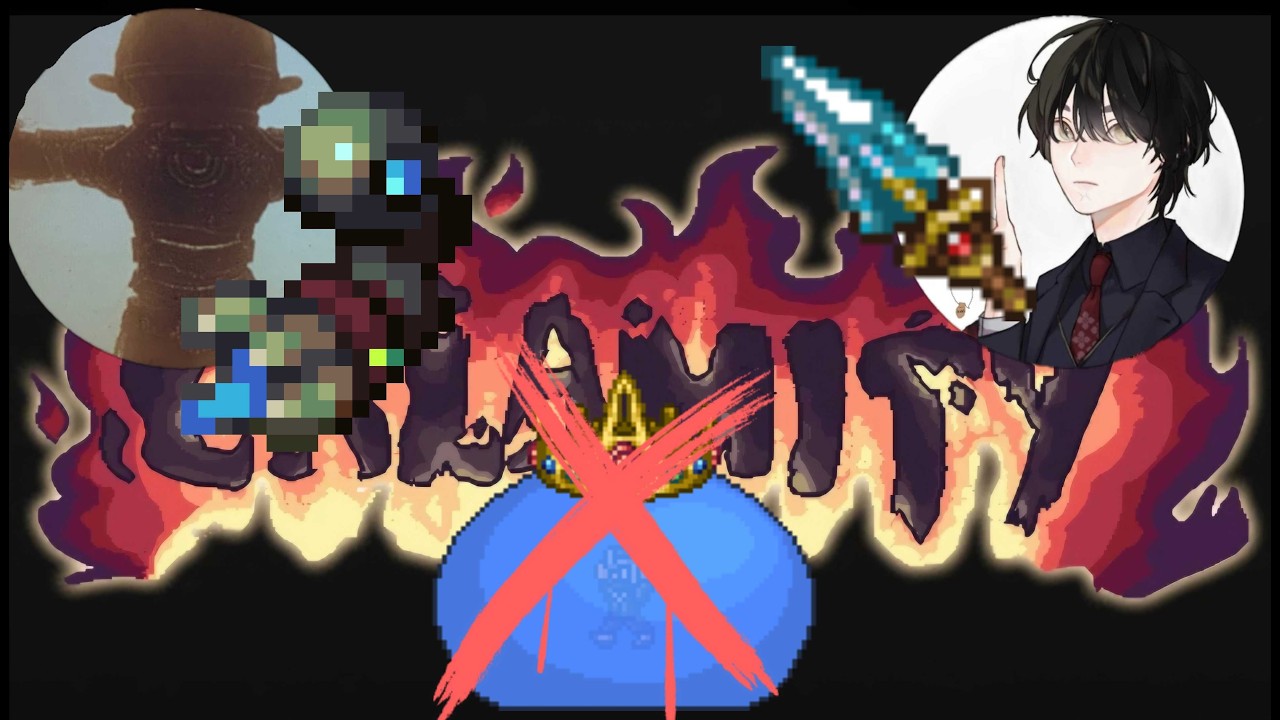 2 chud's play Terraria calamity and barely kill king slime(featuring jarge)