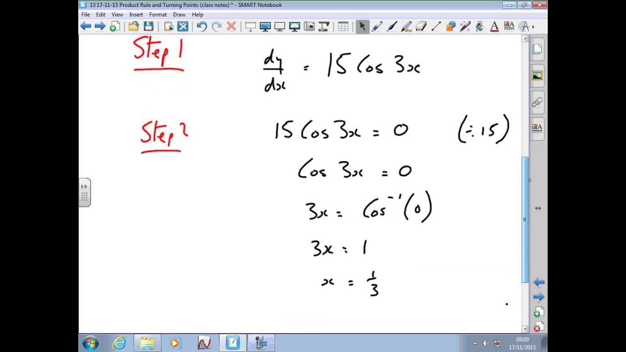 Finding Turning points for a Sine Function