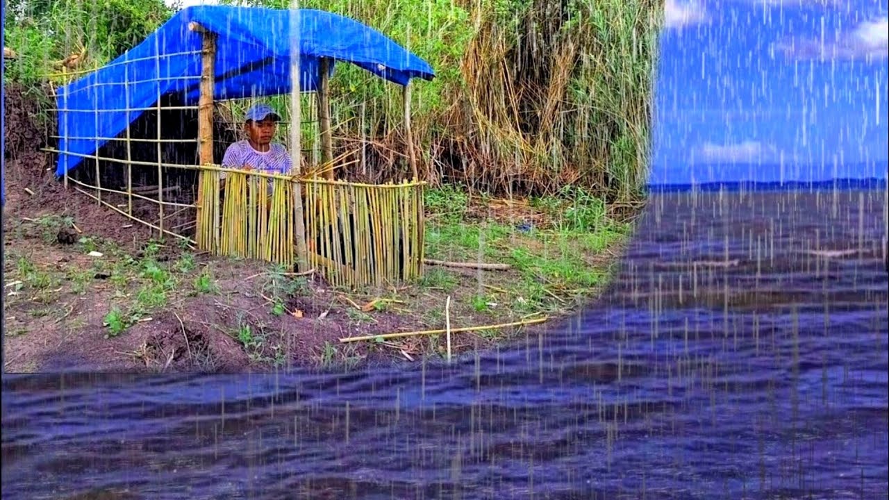 CAMPING HUJAN RINTIK TIDUR DALAM SHELTER TEPI DANAU TEMPE