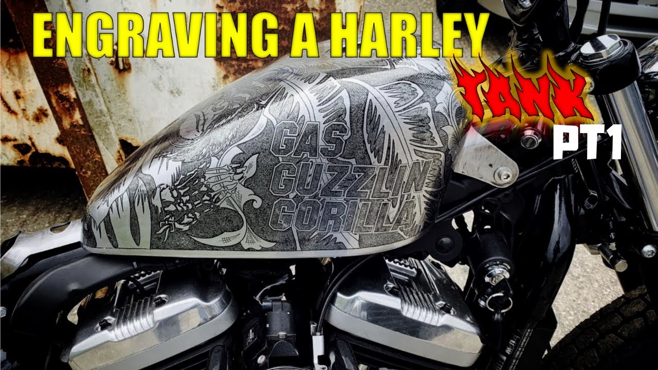 Engraving a Harley Davidson fuel tank