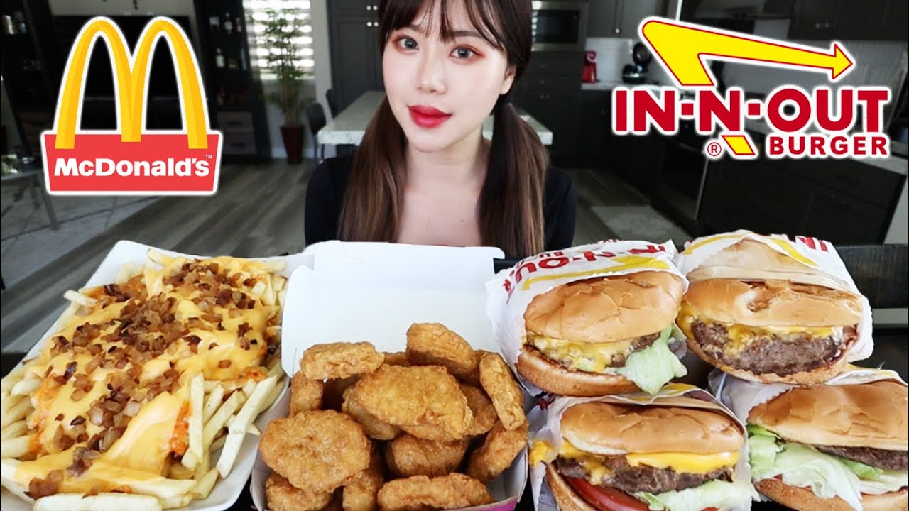 IN N OUT & MCDONALD'S FAST FOOD MUKBANG 먹방 (Cheeseburgers, Chicken Nuggets, Animal Style Fries)
