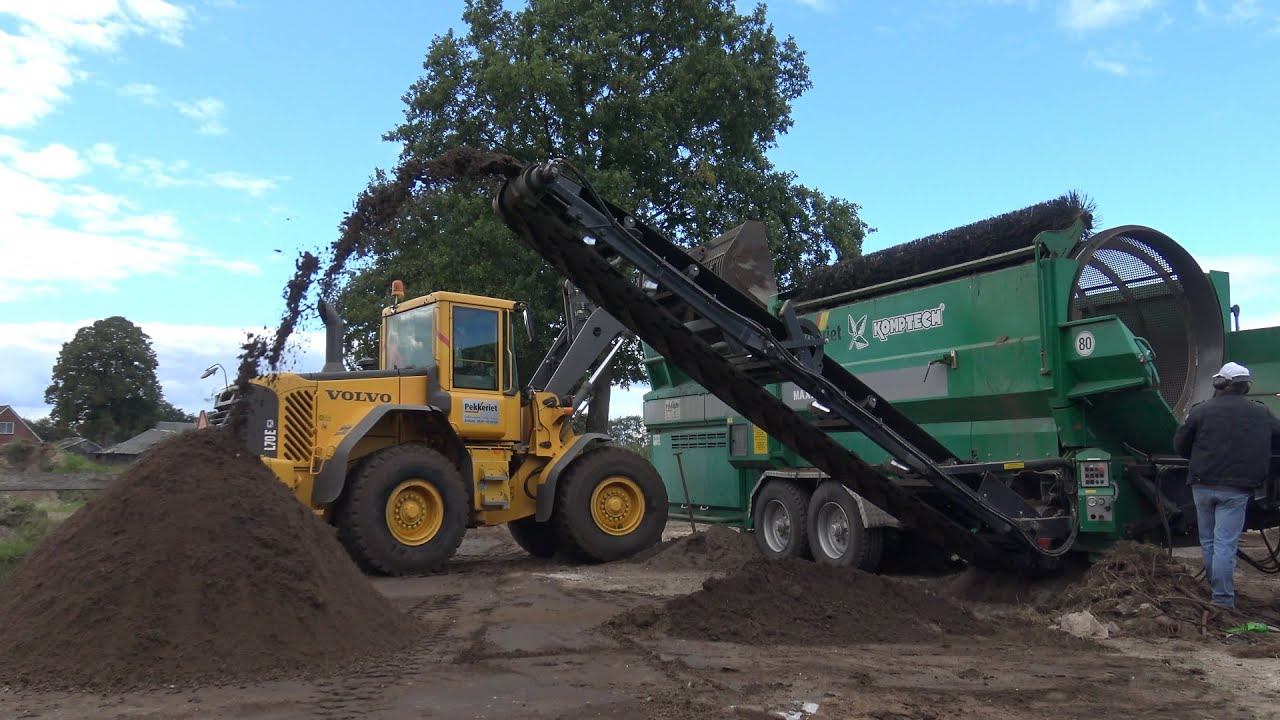 Zand zeven met Komptech Maxx trommelzeef en Volvo L70E - Pekkeriet Dalfsen