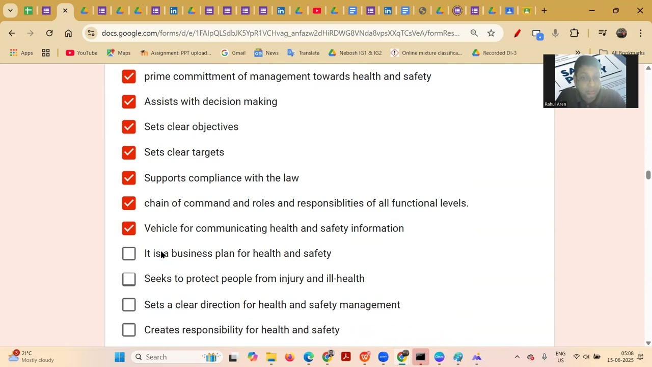 What is general Statement of Intent of Health and Safety Policy