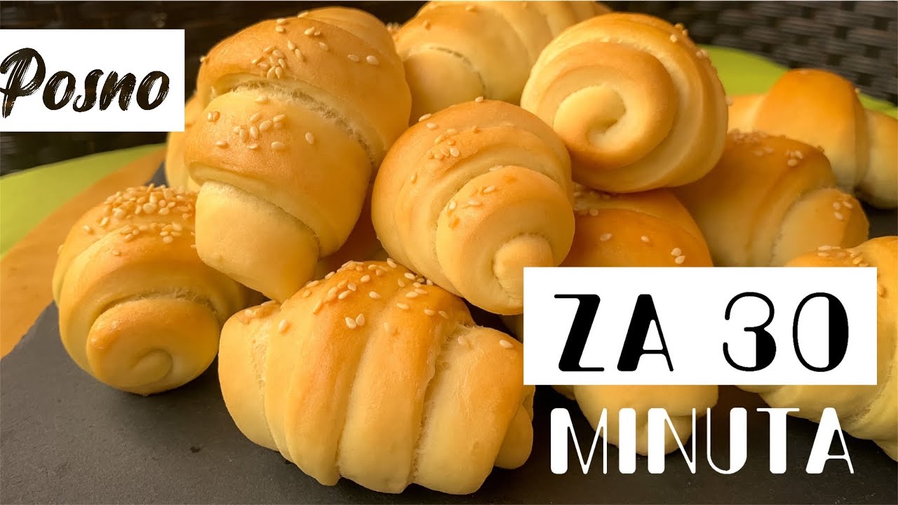Brze Kiflice za 30 minuta (bez jaja, margarin i mleka) - Crescent Recipe -CooKing Recepti
