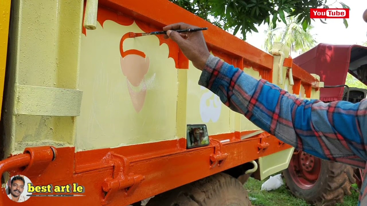 truck painting/telugu lettering/enamel painting/