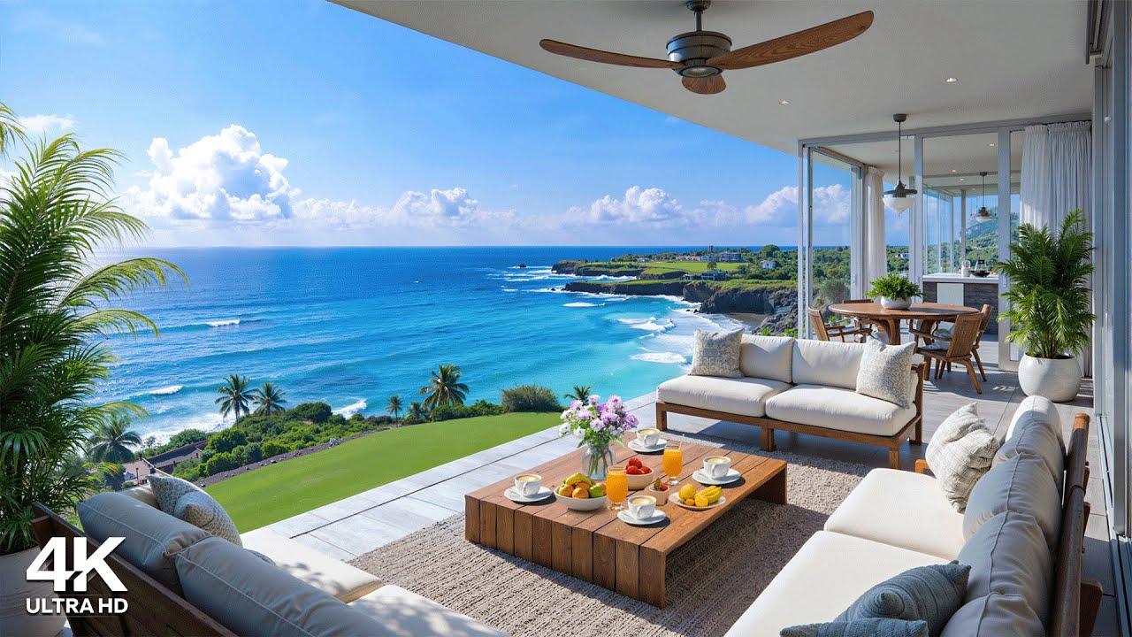 Luxury Seaside Apartment Ambience 🌊 Smooth Bossa Nova Jazz & Gentle Waves Sound for Relaxing, Work