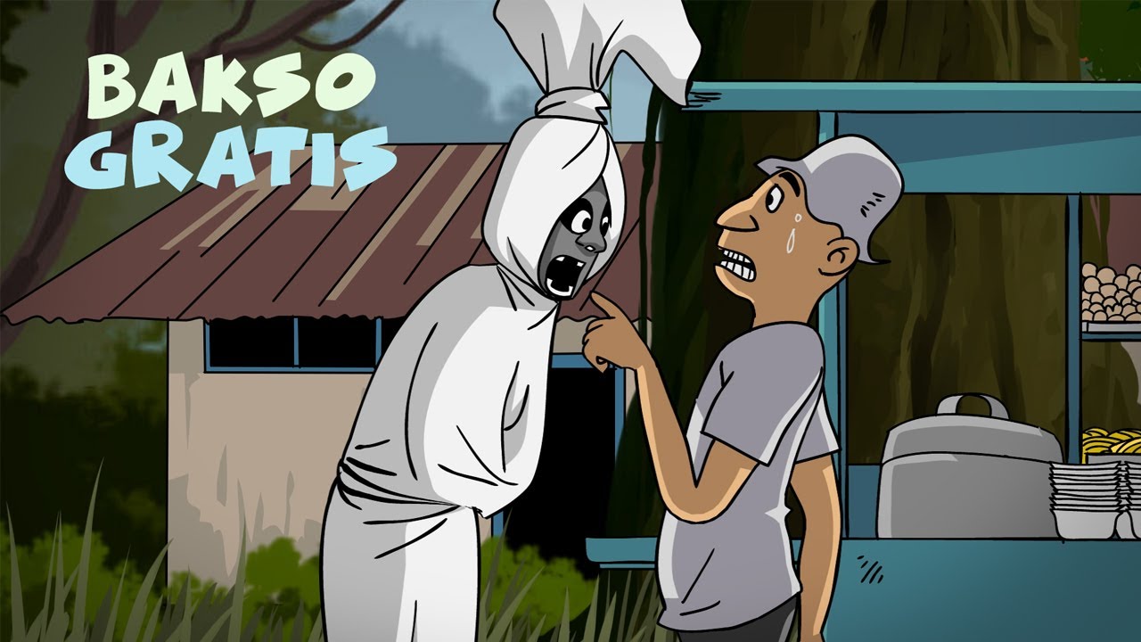 Bakso Pocong Gratisan Buat anak - anak Hantu - Kartun Lucu Pocong