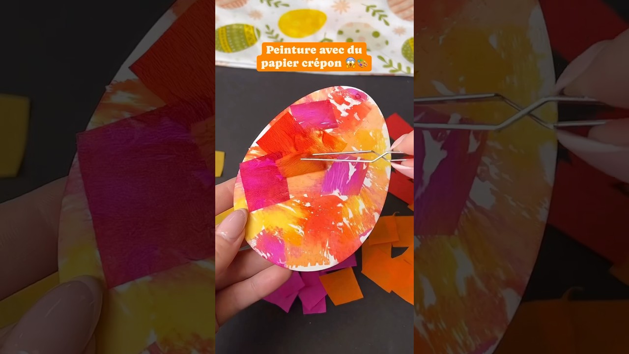 Peinture avec du papier cr&eacute;pon 😍🌈 #activitemanuelle #craftideas #diy #p&acirc;ques