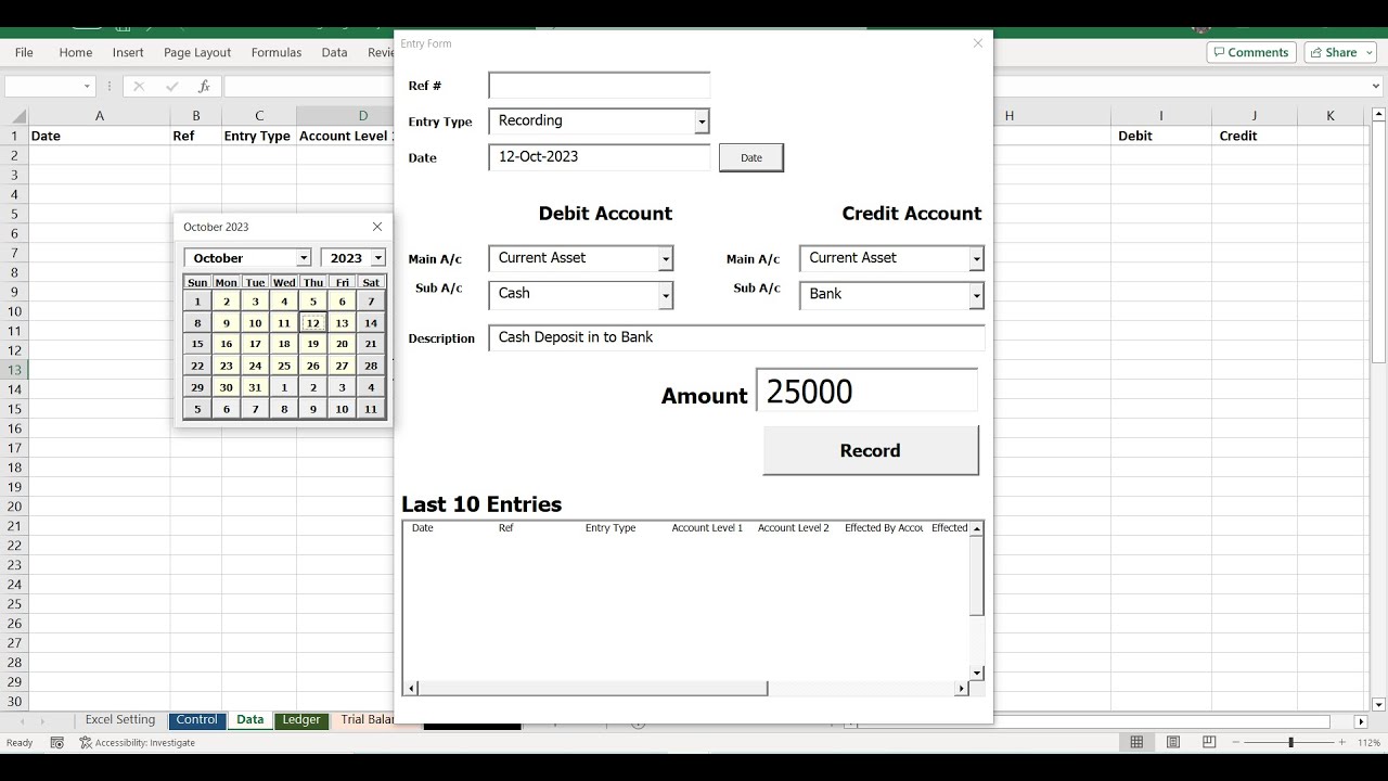 Excel Accounting automation, General Journal Entries, Ledger, Trial Balance | Bookkeeping Software
