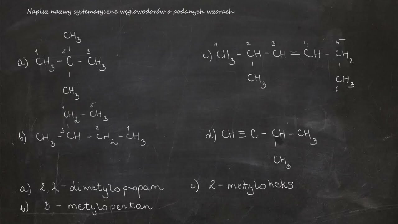 Napisz nazwy systematyczne węglowodor&oacute;w o podanych wzorach. CH3 - C(CH3) - CH3