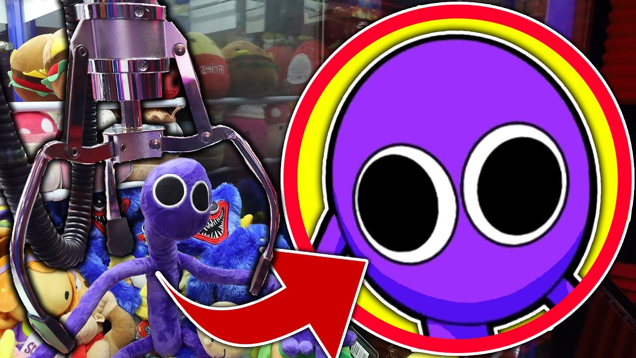 Purple Rainbow Friends INSIDE Claw Machine