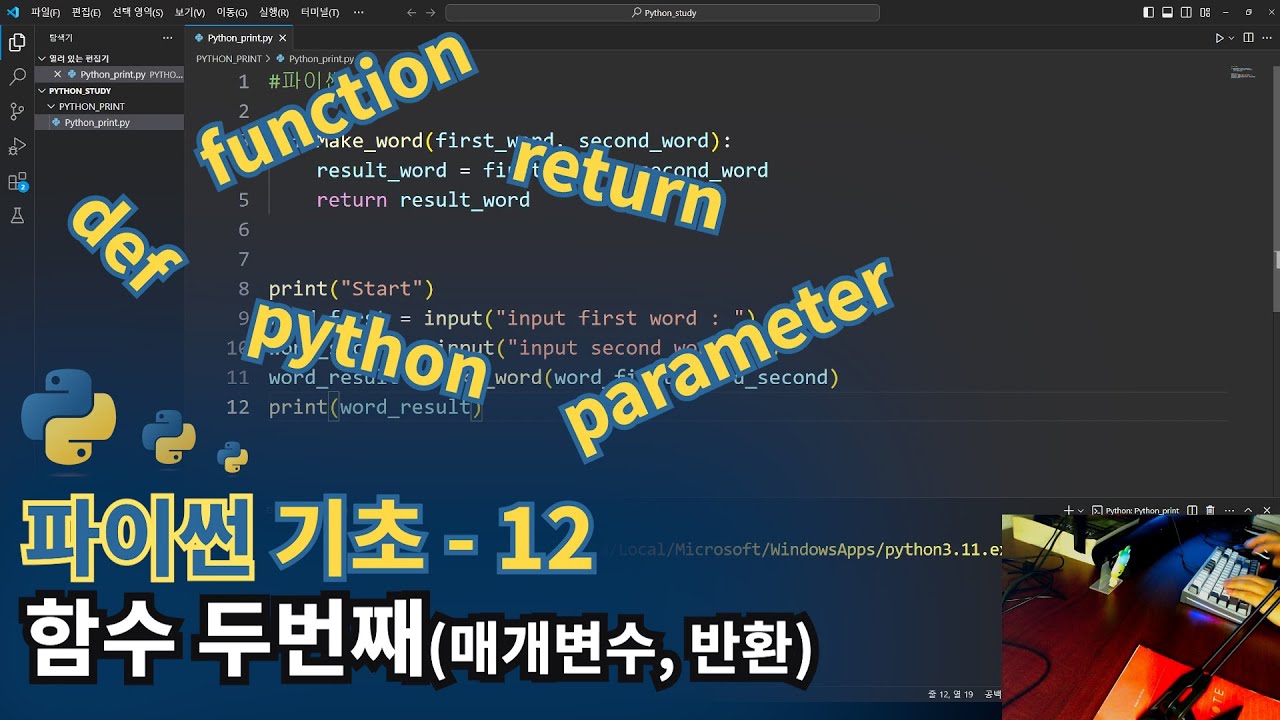 파이썬(Python) 기초 - 함수 (매개변수, 반환)