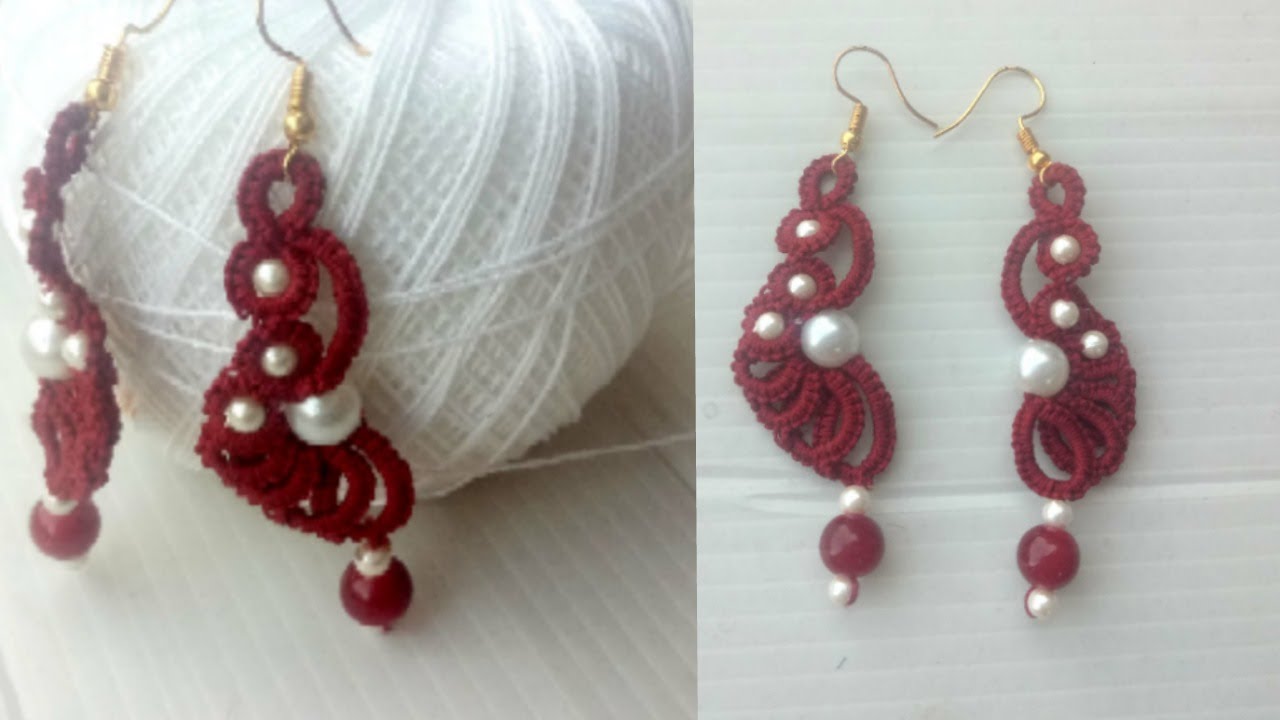Needle Tatting Earring/Tatting jewellery /Tatting earring/Shuttle Tatting earring