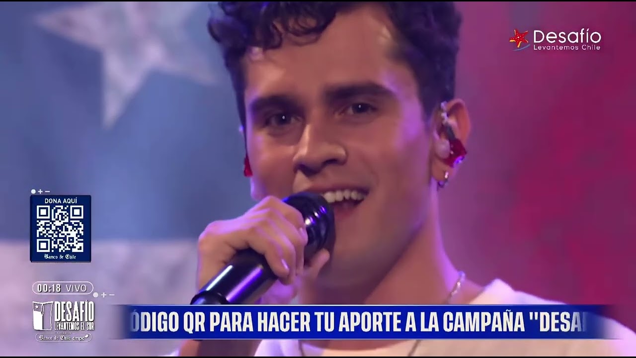 Nico Ruiz en Desafio Levantemos Chile cantando en Vivo