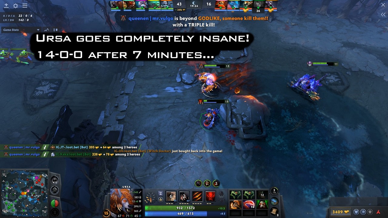 14-0-0 after 7 minutes, Ursa goes completely insane.
