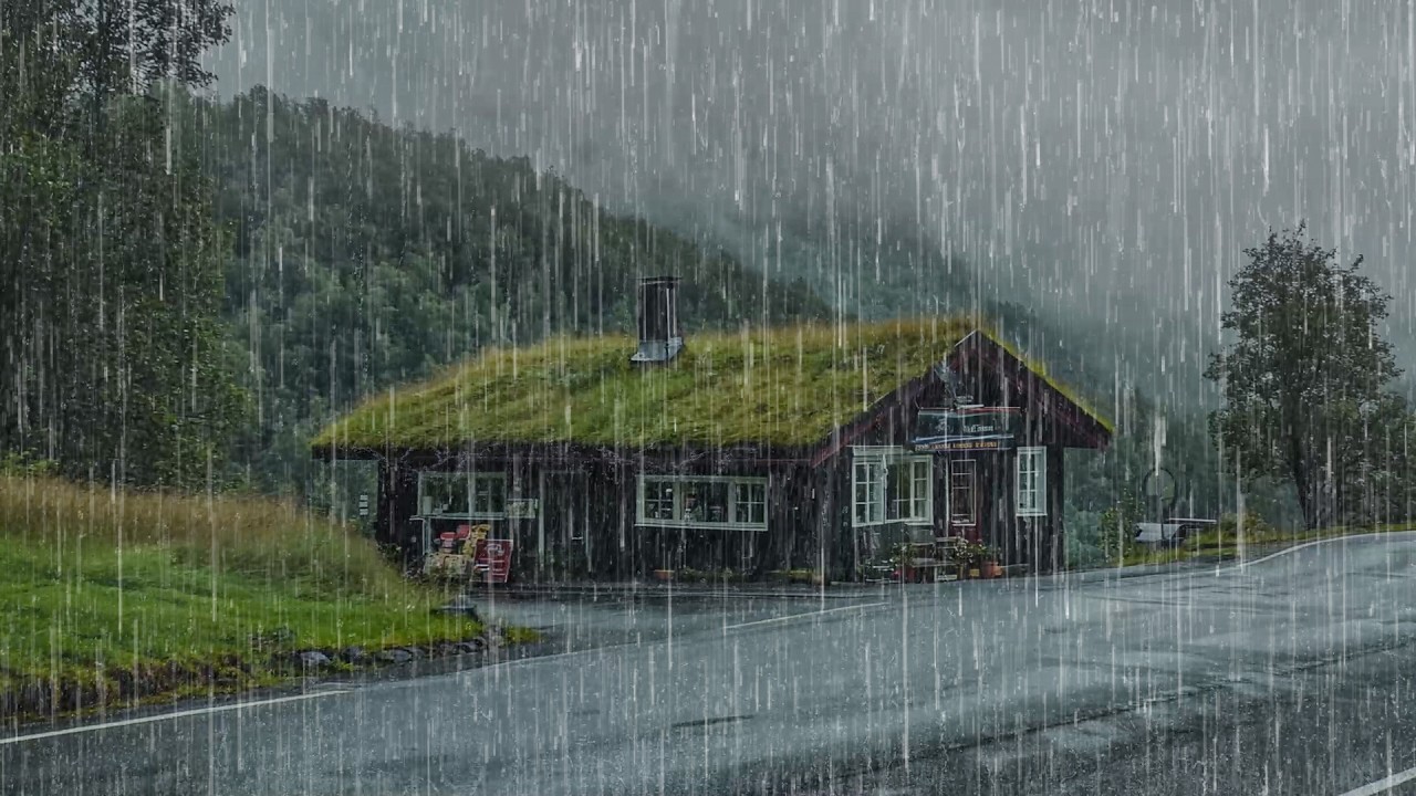 Entrar en un Sueño Reparador al Instante con Lluvia Suave en el Techo la Noche Fría en el Bosque
