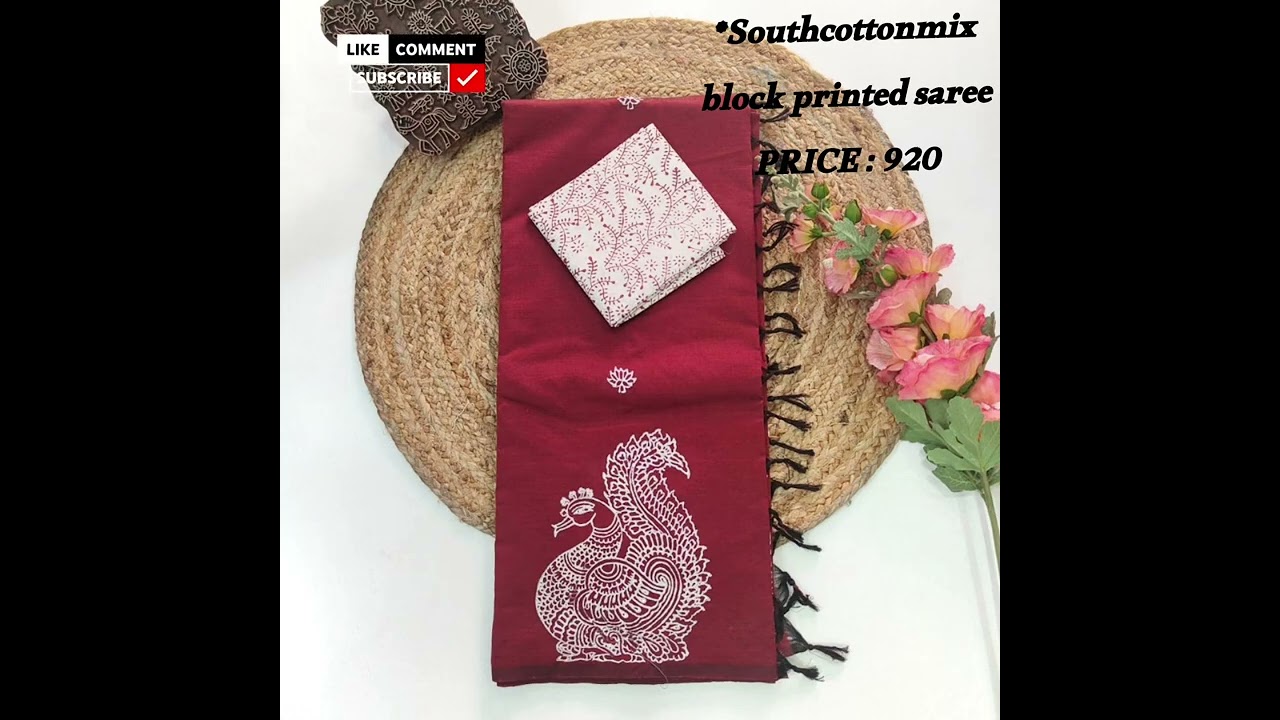  South cottion mix#block priented sarees# office wearing collection#uniqe collection# treaning wear