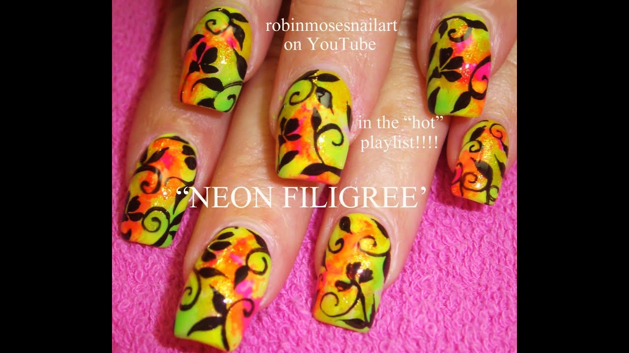 DIY Neon Nail Art & Filigree Design Tutorial