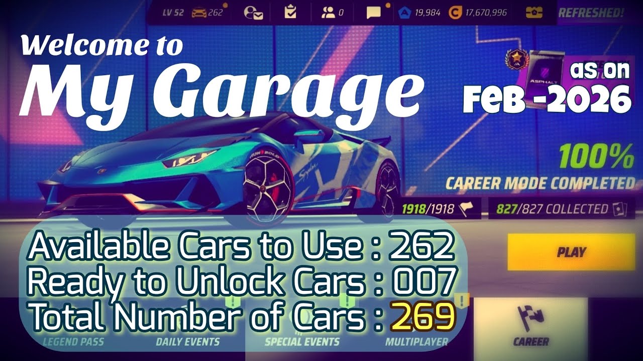 ASPHALT UNITE : My Garage Visit - All cars as on February 2026