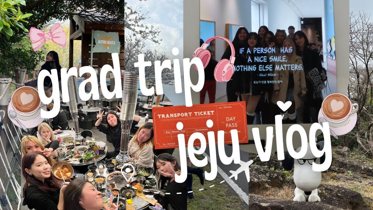 GRAD TRIP pt.1 : jeju vlog 🎀🩷 snoopy garden, jetboat, GIRLS TRIP, cute cafe, cherry blossoms