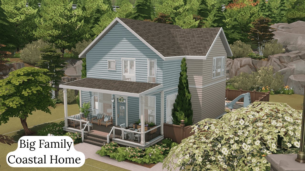 Big Family Coastal Home | The Sims 4 Speed Build