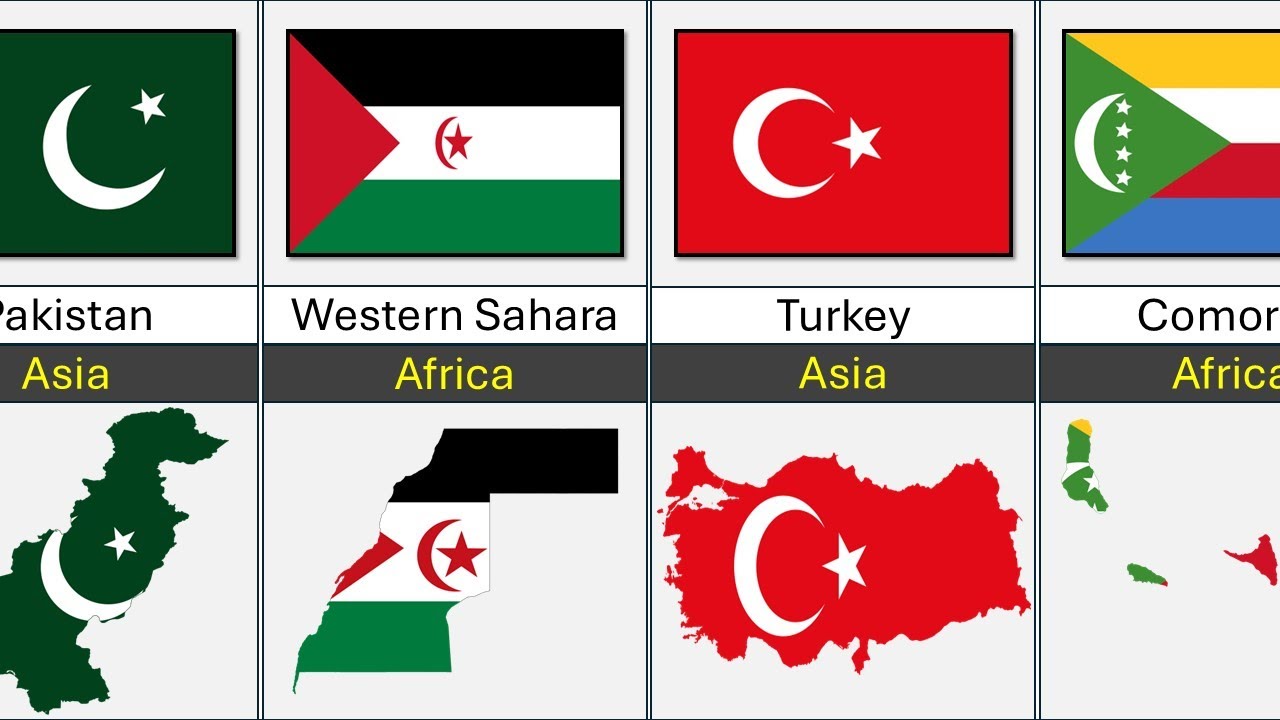All Country flags with crescent moon and stars