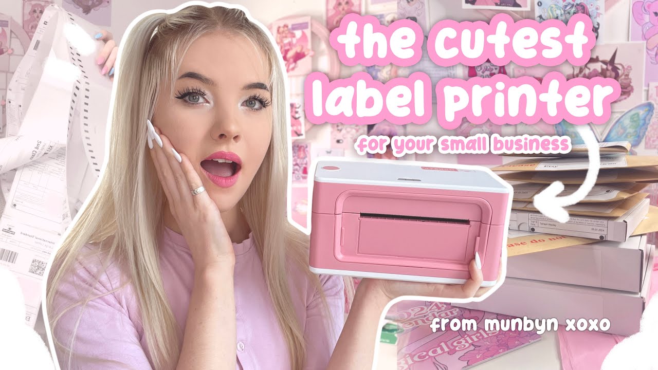 i got a new pink and white label printer! ♡ unboxing + reviewing munbyn thermal label printer ♡