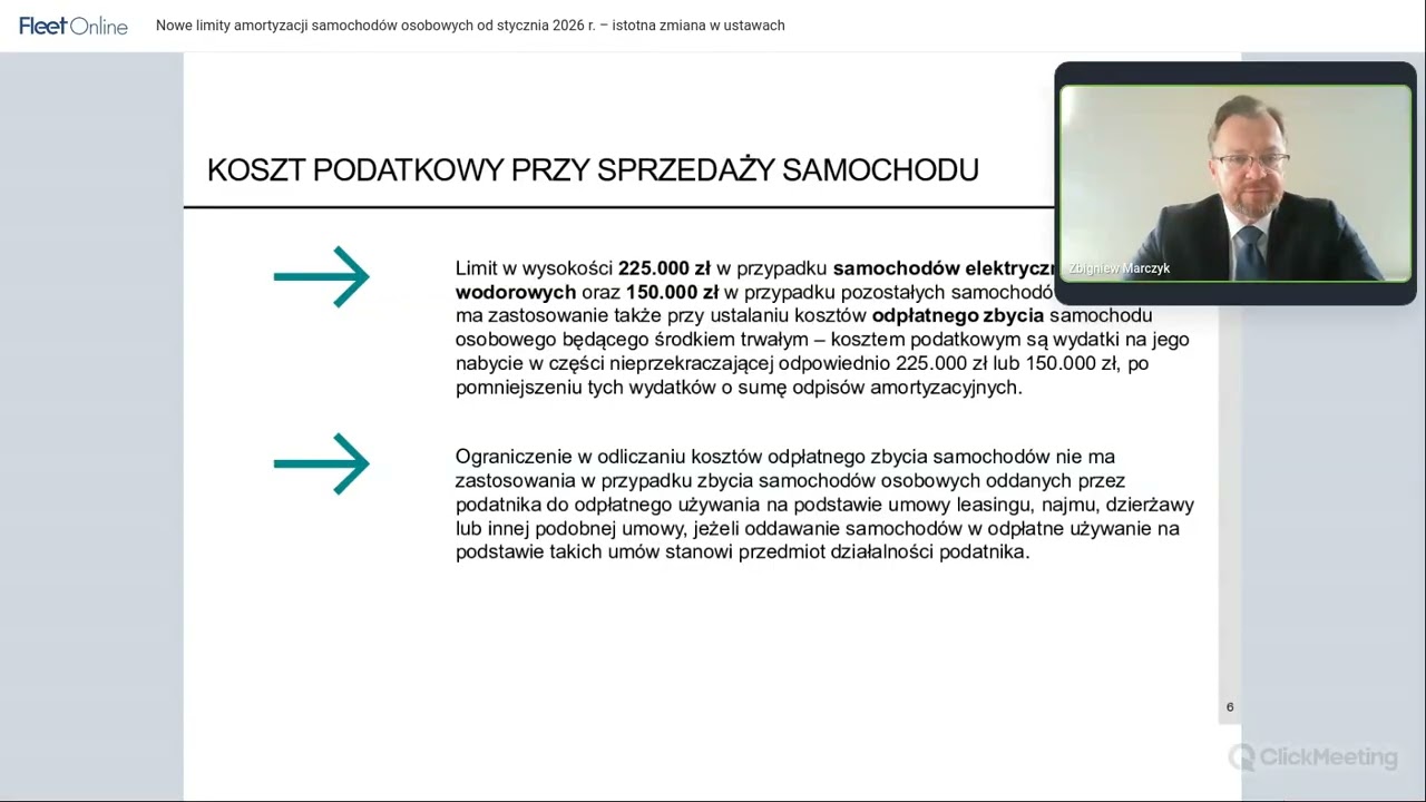 Nowe limity amortyzacji samochodów osobowych od stycznia '26 - istotna zmiana w ustawach o podatkach