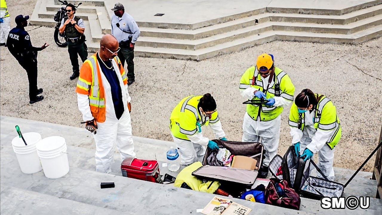 𝗠𝗨𝗦𝗖𝗟𝗘 𝗕𝗘𝗔𝗖𝗛 𝗖𝗟𝗘𝗔𝗡𝗨𝗣: Park Rangers, LAPD, and Crews Tackle Homeless Sweep at Iconic Site
