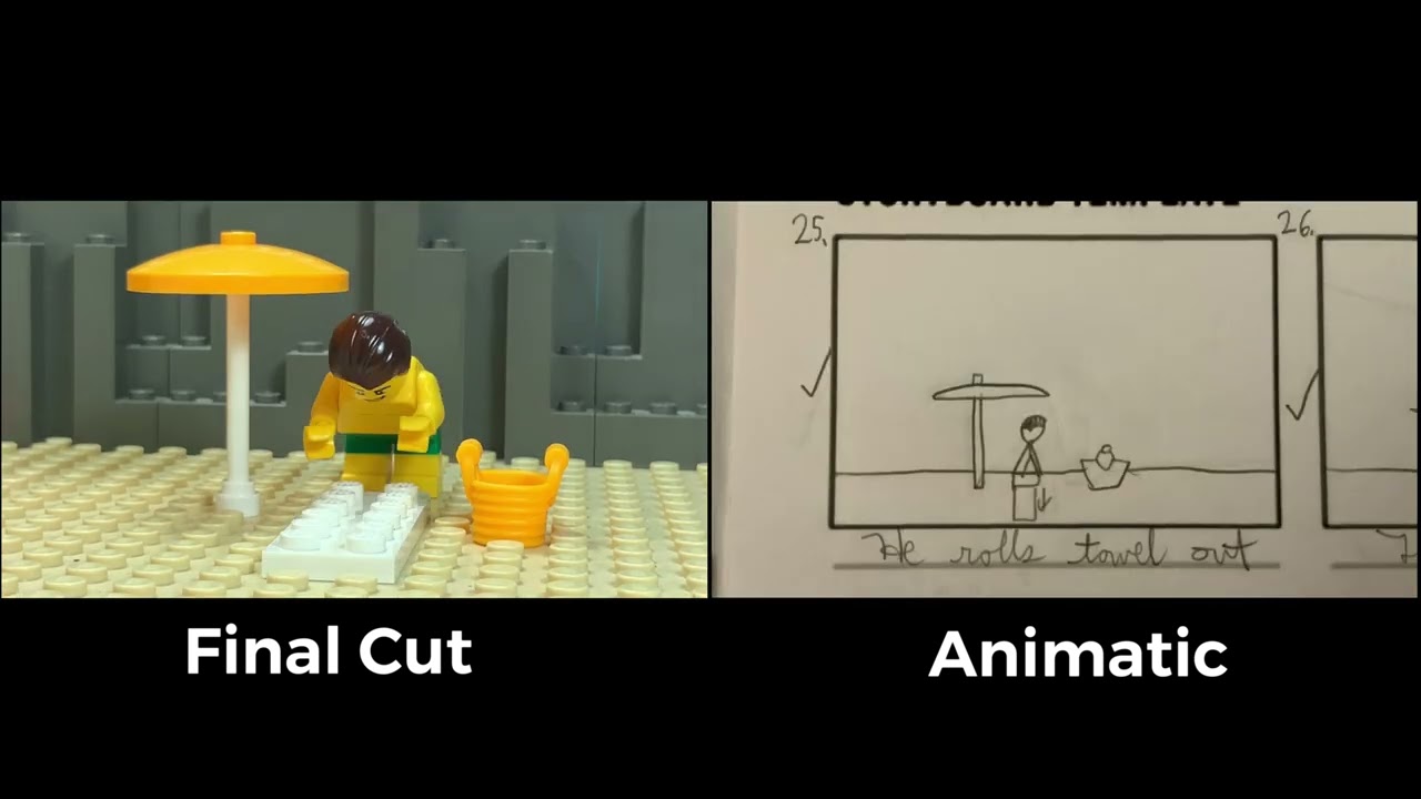 Lego Shark Attack and Animatic Comparison Side-by-Side