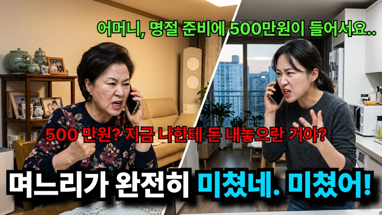 [충격]명절 음식값 500만원... 시댁 '당연한 거 아니야?' 며느리 '계좌번호 드릴게요' 송금 요구, 시댁 '며느리가 미쳤어'[감동사연][오디오북][반전사연][사연]
