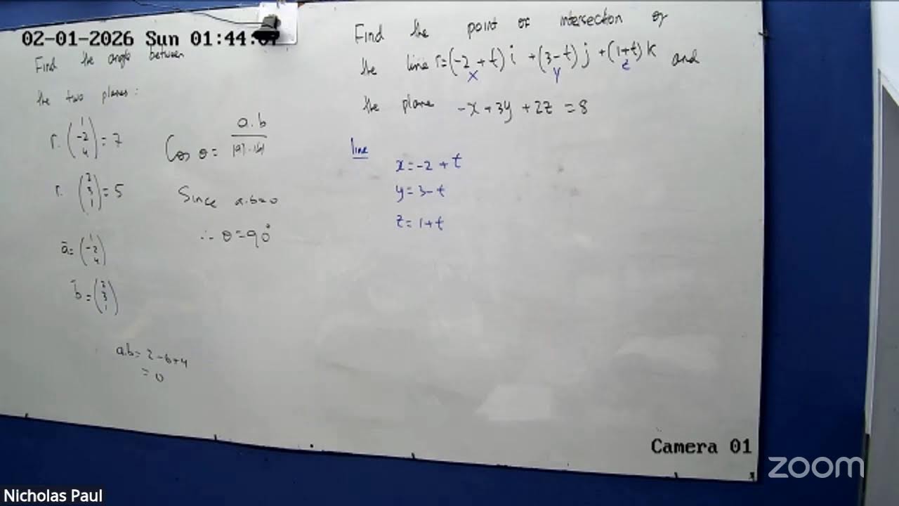 Unit 1 Pure Mathematics Vector equation of a plane and Limits