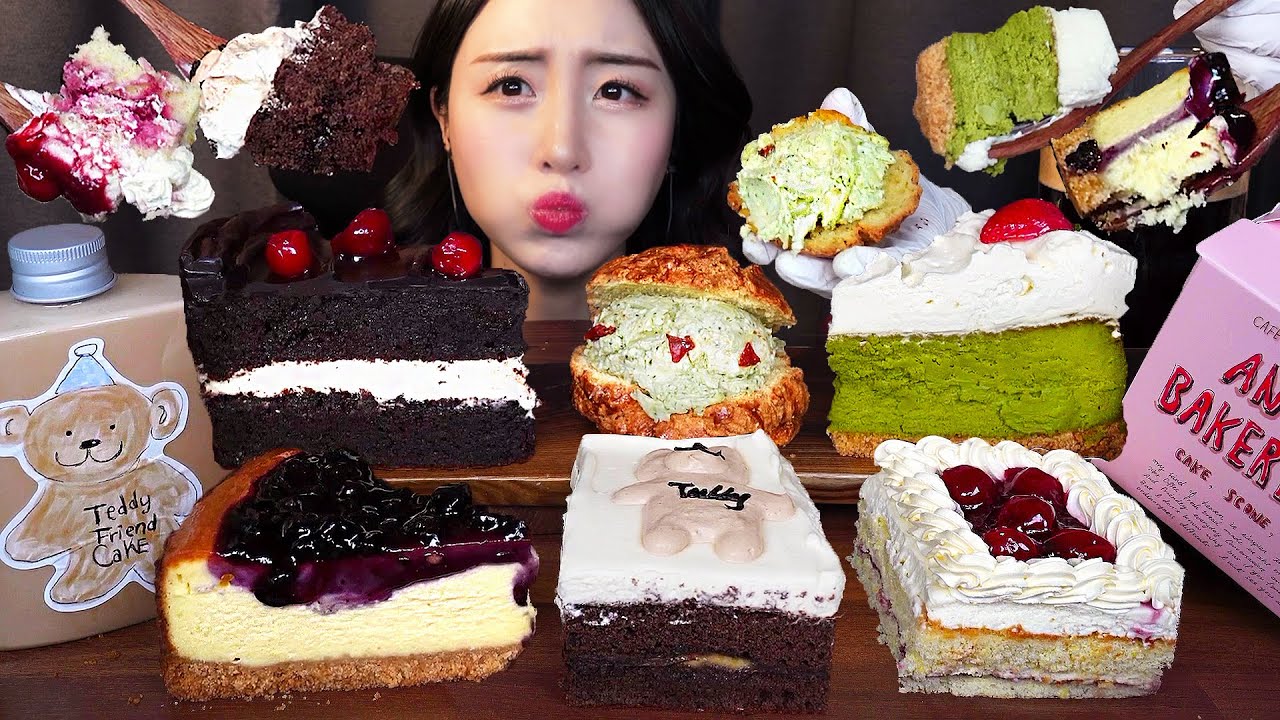 жевательный десерт 😋 Шоколадный чизкейк торт ASMR Хлеб Корейская Мукбанг MukbangㅣCake
