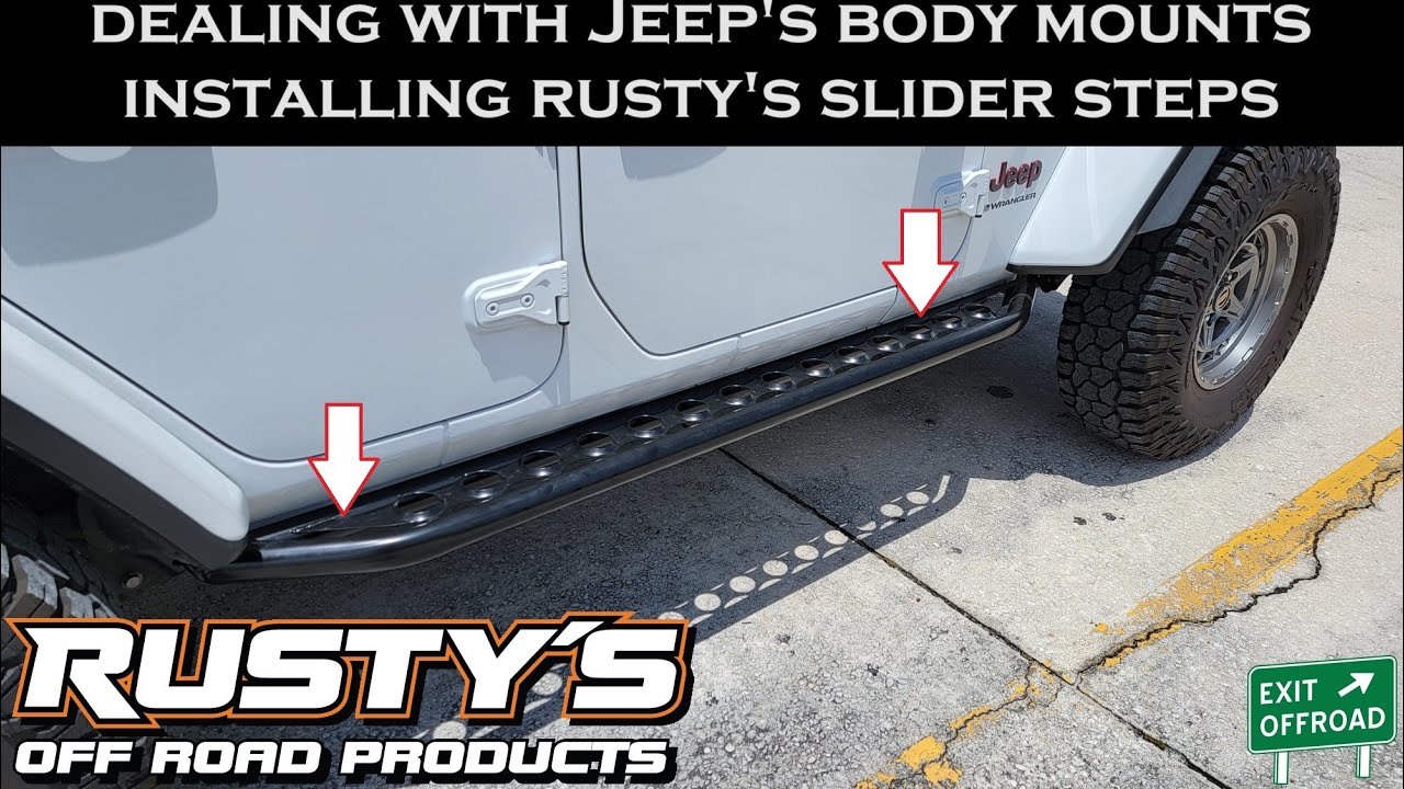 Установка ступенек Rusty's Rock Slider на Jeep Wrangler JL 2018-2023