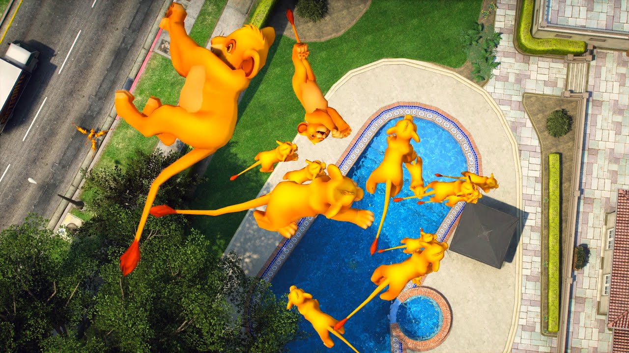 Simba Water Ragdolls GTA 5 | The Lion King Simba Jumps / Fails / Wins / Crash / Stunts / Ramp 4K