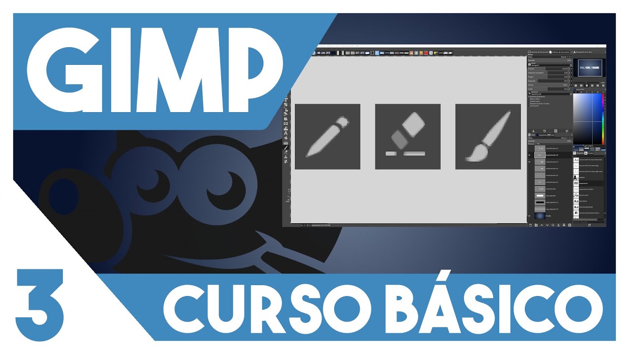 GIMP Curso BÁSICO  ▶▶  3. Herramientas de pintura básicas