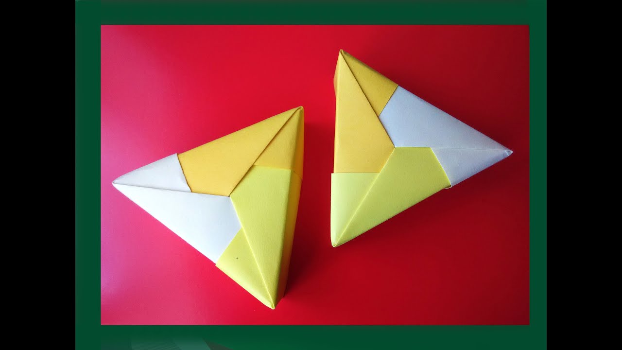 Easy origami Triangle gift box.  Ideas for gifts. Треугольная коробочка. Ideas for Christmas