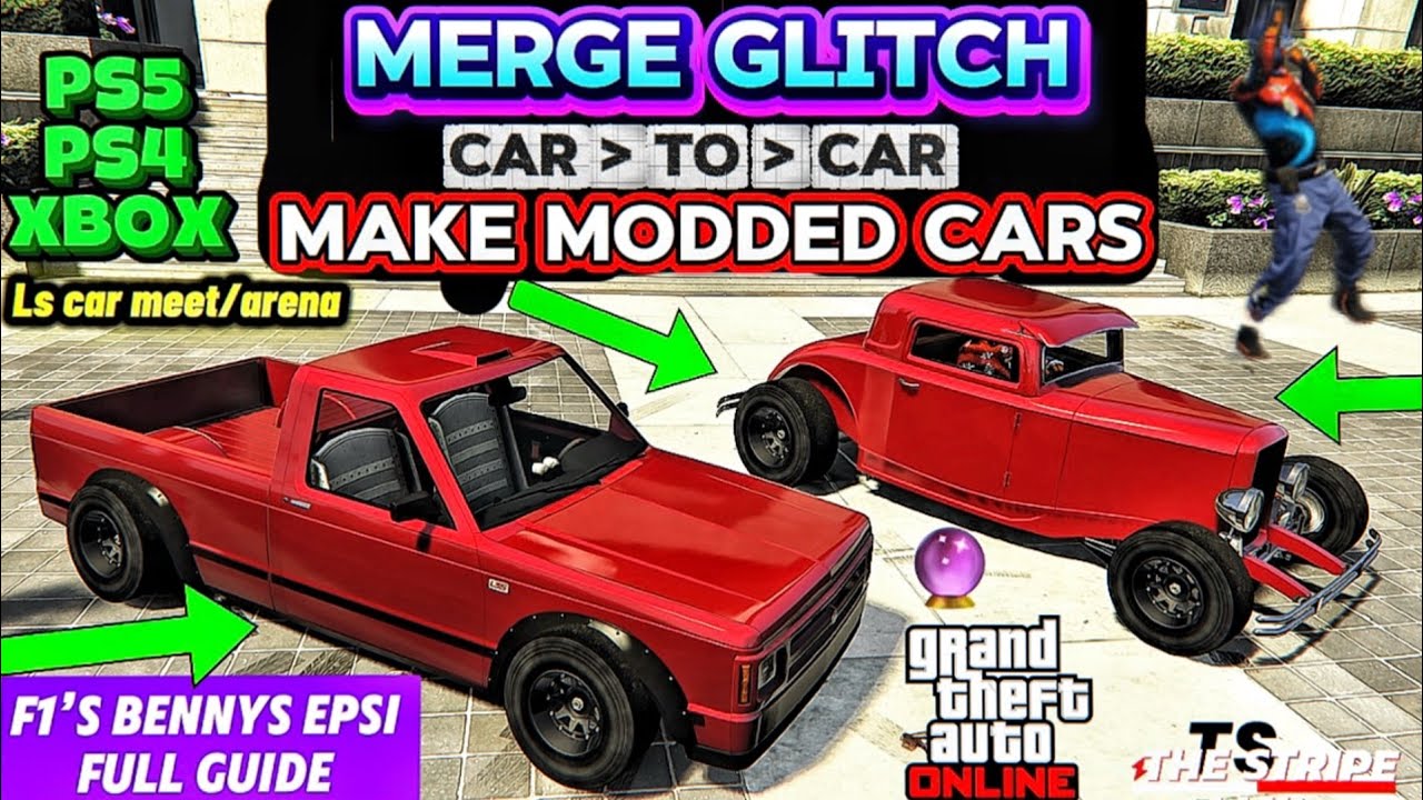 GTA 5 CAR TO CAR MERGE GLITCH full tutorial how to make modded cars GTA how to get f1