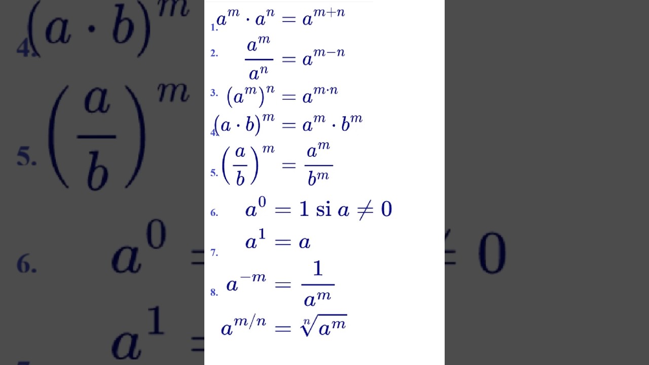 Leyes de los Exponentes, ecuaciones y vectores