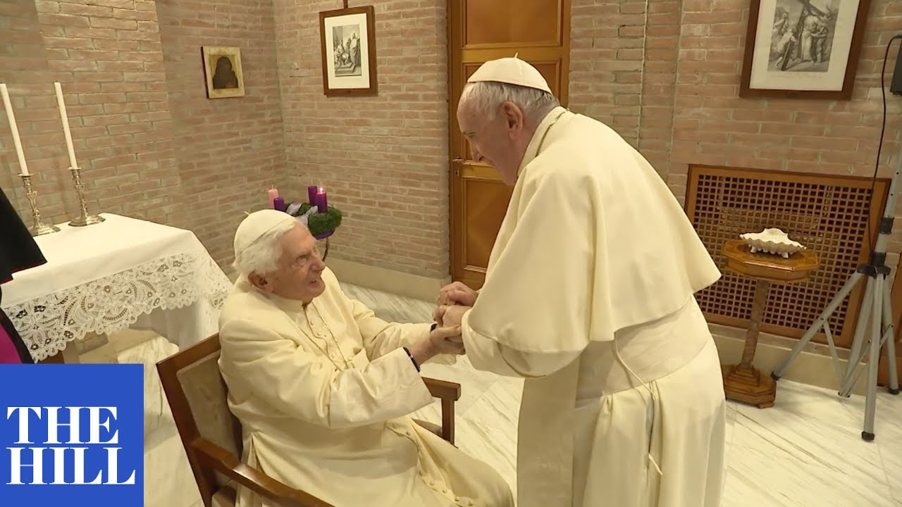 WATCH: Pope Francis and elevated cardinals visit Pope Benedict XVI